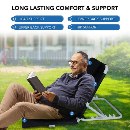 Everactiv Adjustable Hospital Back Rest - Multifunctional Large Size Back Support with 5 Recline Angles | Foldable & Portable