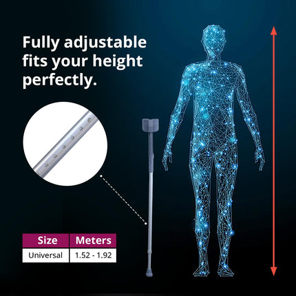 Everactiv Crutch for Old People - Lightweight and Adjustable | Enhanced Support and Stability | Comfortable Ergonomic Handle | Adjustable Forearm | Anti-Slip Rubber Tips