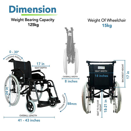 EverActiv Recliner Aluminium Wheelchair | Lightweight & Portable
