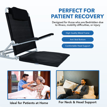 Everactiv Adjustable Hospital Back Rest - Multifunctional Large Size Back Support with 5 Recline Angles | Foldable & Portable