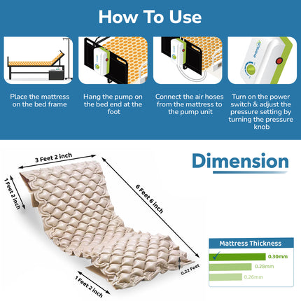 Everactiv Anti-Decubitus Air Bed | Anti-Bedsore | Bubble Air Mattress for Patients Bed Sore | Color- Beige