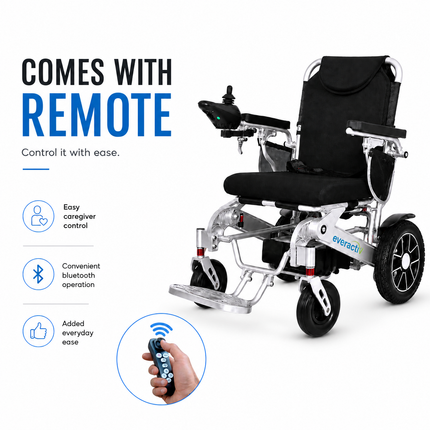 EverActiv EcoFly Portable Foldable Electric Wheelchair | Lightweight 25kg Motorized Chair with Joystick | Lithium Ion Battery | Ideal for Elderly, Disabled & Patients | 100kg Load Capacity