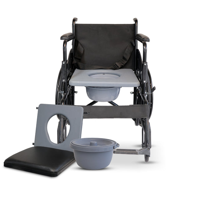 Everactiv (2 in 1) Foldable Wheelchair for Regular & Commode Use | Portable and Versatile Mobility Solution with Removable Top-seat for Commode Usage | Comfortable Seating | and Armrests