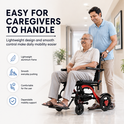 EverActiv EcoFly Portable Foldable Electric Wheelchair | Lightweight 25kg Motorized Chair with Joystick | Lithium Ion Battery | Ideal for Elderly, Disabled & Patients | 100kg Load Capacity