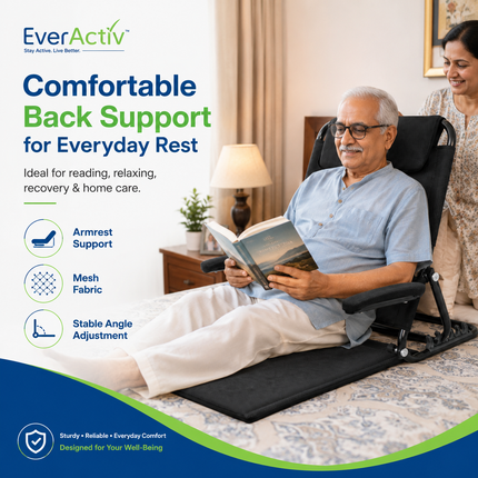 Everactiv Adjustable Hospital Back Rest - Multifunctional Large Size Back Support with 5 Recline Angles | Foldable & Portable
