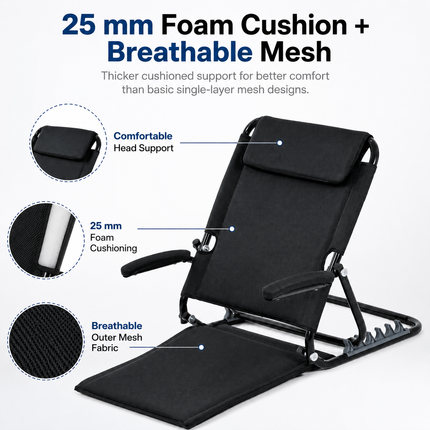 Everactiv Adjustable Hospital Back Rest - Multifunctional Large Size Back Support with 5 Recline Angles | Foldable & Portable