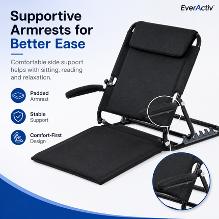 Everactiv Adjustable Hospital Back Rest - Multifunctional Large Size Back Support with 5 Recline Angles | Foldable & Portable