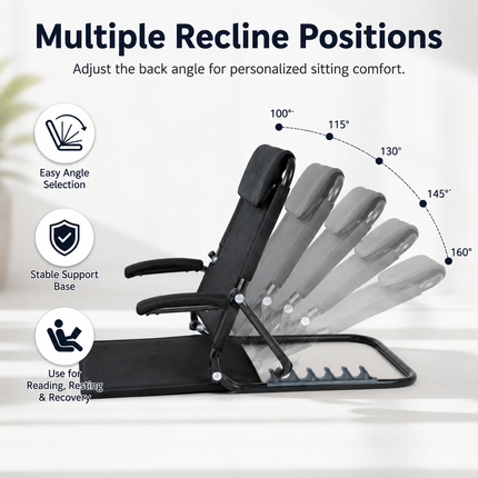 Everactiv Adjustable Hospital Back Rest - Multifunctional Large Size Back Support with 5 Recline Angles | Foldable & Portable