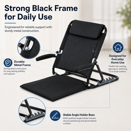 Everactiv Adjustable Hospital Back Rest - Multifunctional Large Size Back Support with 5 Recline Angles | Foldable & Portable