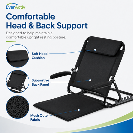 Everactiv Adjustable Hospital Back Rest - Multifunctional Large Size Back Support with 5 Recline Angles | Foldable & Portable