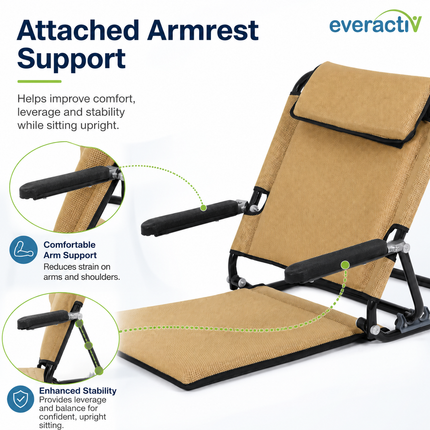 Everactiv Adjustable Hospital Back Rest - Multifunctional Large Size Back Support with 5 Recline Angles | Foldable & Portable