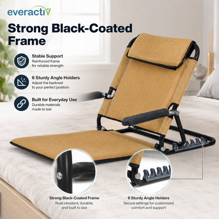 Everactiv Adjustable Hospital Back Rest - Multifunctional Large Size Back Support with 5 Recline Angles | Foldable & Portable