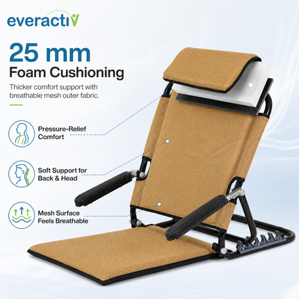 Everactiv Adjustable Hospital Back Rest - Multifunctional Large Size Back Support with 5 Recline Angles | Foldable & Portable