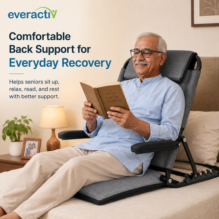 Everactiv Adjustable Hospital Back Rest - Multifunctional Large Size Back Support with 5 Recline Angles | Foldable & Portable