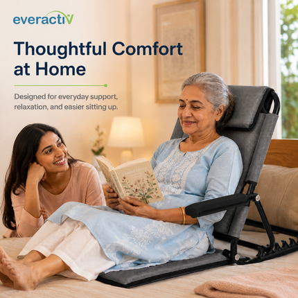 Everactiv Adjustable Hospital Back Rest - Multifunctional Large Size Back Support with 5 Recline Angles | Foldable & Portable