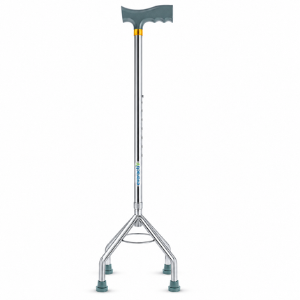 Everactiv 10 Level Height Adjustable Quadripod Walking Stick with Strengthened Chassis and Anti-Skid Feet | Perfect Support for Various Surface