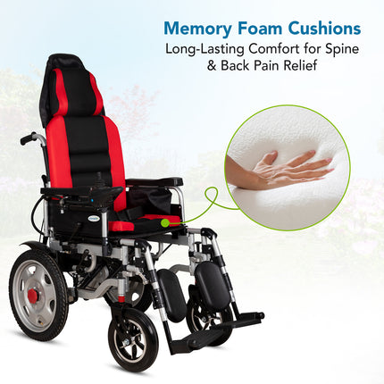 Everactiv EcoRider | Electric Wheelchair with additional Headrest | 180 degree Reclining | Elevating and Detachable Footrest