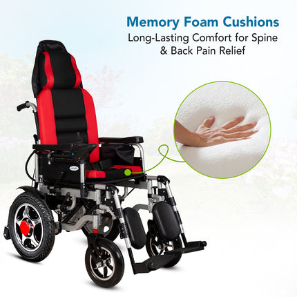 Everactiv EcoRider | Electric Wheelchair with additional Headrest | 180 degree Reclining | Elevating and Detachable Footrest