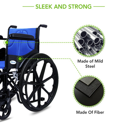 Everactiv Everyday Economy Foldable Wheelchair with Safety Seat belt with Extra Soft Cushions, Weight Bearing Capacity 120 kg, Sturdy Frame and Easy Foldable Mechanism