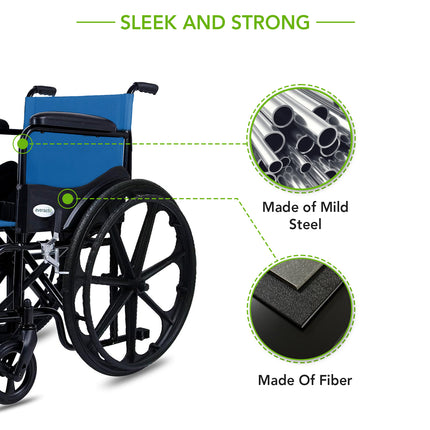 Everactiv Everyday Economy Foldable Wheelchair with Safety Seat belt, Weight Bearing Capacity 120 kg, Sturdy Frame and Easy Foldable Mechanism