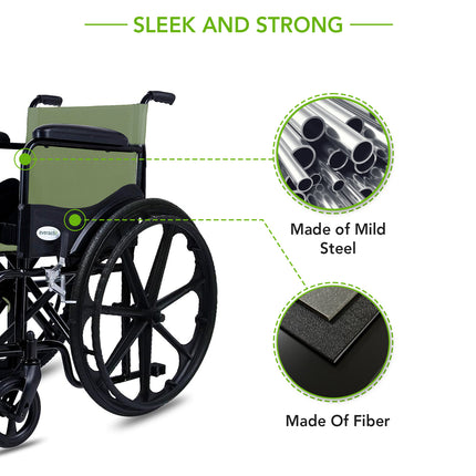 Everactiv Everyday Economy Foldable Wheelchair with Safety Seat belt, Weight Bearing Capacity 120 kg, Sturdy Frame and Easy Foldable Mechanism