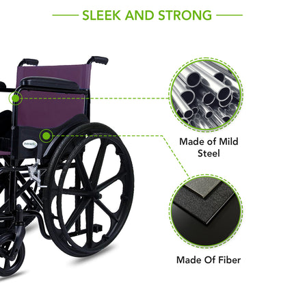 Everactiv Everyday Economy Foldable Wheelchair with Safety Seat belt, Weight Bearing Capacity 120 kg, Sturdy Frame and Easy Foldable Mechanism