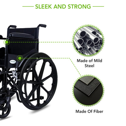 Everactiv Everyday Economy Foldable Wheelchair with Safety Seat belt, Weight Bearing Capacity 120 kg, Sturdy Frame and Easy Foldable Mechanism
