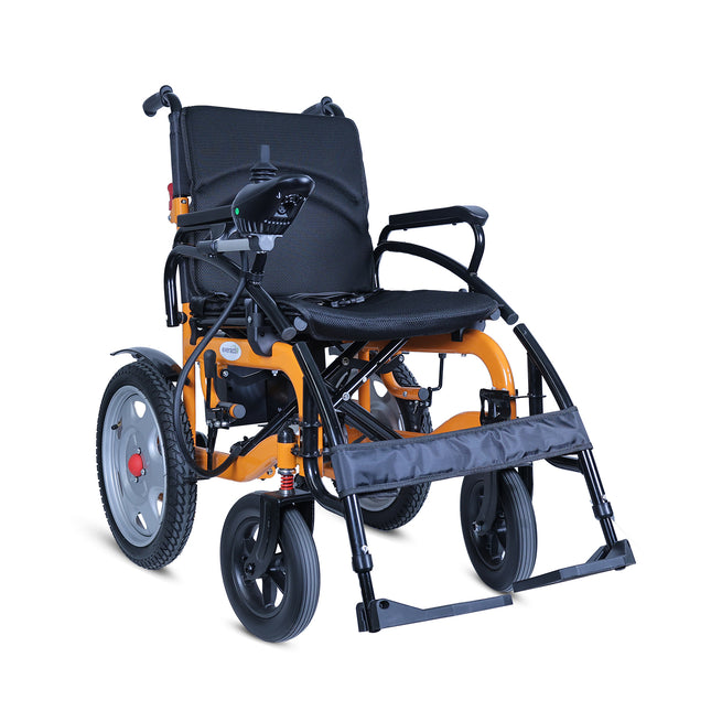 Everactiv EcoBudget Electric Wheelchair, 24V 12AH Lead Acid Battery, Anti-Tipper Wheels, 360° Joystick Control, Detachable Footrest, Flip-Up Armrests, Foldable Backrest