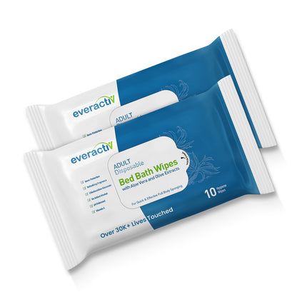Everactiv Soft Body Cleansing Wet Bed Bath Wipes | Nourishing and Moisturising | Extra Large | Body Sponging
