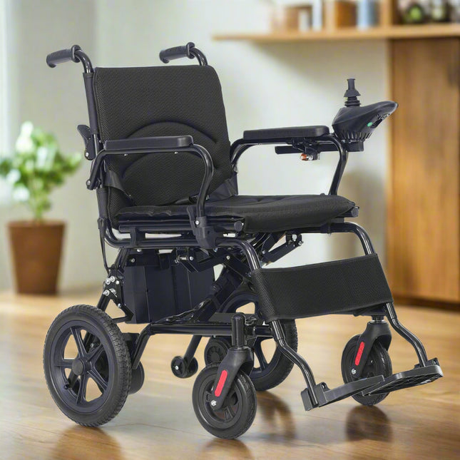 Everactiv EcoMove Foldable Electric Wheelchair – Automatic Motorized Chair for Elderly, Disabled & Patients | Dual Motor, Joystick Control, Lead-Acid Battery | Portable & Ambidextrous | 100 kg Capacity