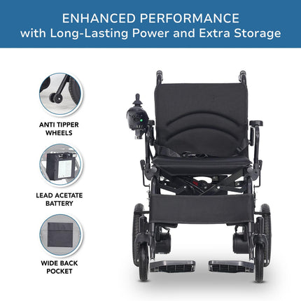 Everactiv EcoMove Foldable Electric Wheelchair – Automatic Motorized Chair for Elderly, Disabled & Patients | Dual Motor, Joystick Control, Lead-Acid Battery | Portable & Ambidextrous | 100 kg Capacity