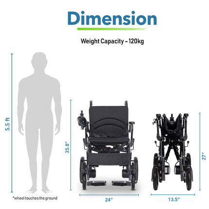 Everactiv EcoMove Foldable Electric Wheelchair – Automatic Motorized Chair for Elderly, Disabled & Patients | Dual Motor, Joystick Control, Lead-Acid Battery | Portable & Ambidextrous | 100 kg Capacity