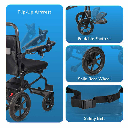 EverActiv EcoAir Lightweight Electric Wheelchair 16.5kg (with Battery) | Brushless Motor Foldable Power Wheelchair | Digital Joystick Controller | 15KM Lithium Battery | Portable Motorized Wheelchair for Travel