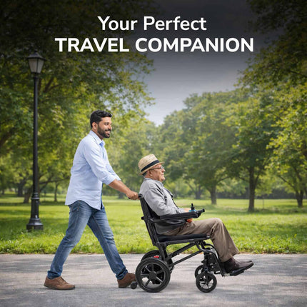 EverActiv EcoAir Lightweight Electric Wheelchair 16.5kg (with Battery) | Brushless Motor Foldable Power Wheelchair | Digital Joystick Controller | 15KM Lithium Battery | Portable Motorized Wheelchair for Travel