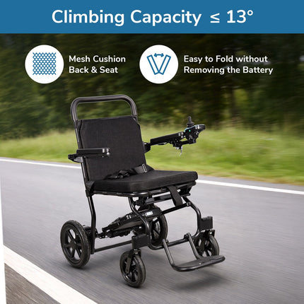 EverActiv EcoAir Lightweight Electric Wheelchair 16.5kg (with Battery) | Brushless Motor Foldable Power Wheelchair | Digital Joystick Controller | 15KM Lithium Battery | Portable Motorized Wheelchair for Travel