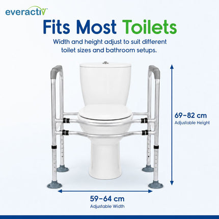 EverActiv Toilet Safety Frame for Elderly, Bathroom Safety Rail with Hand Support, Commode Support Frame for Senior Citizens, Old Age Toilet Seat Support, Anti-Skid Toilet Rail for Home Care