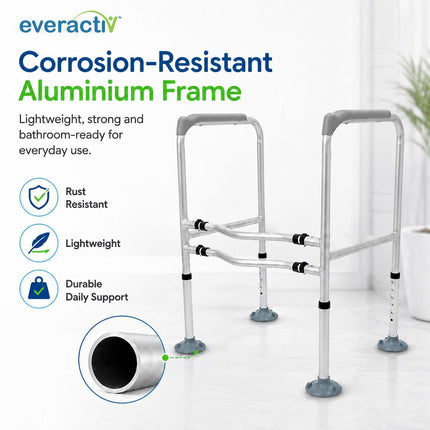 EverActiv Toilet Safety Frame for Elderly, Bathroom Safety Rail with Hand Support, Commode Support Frame for Senior Citizens, Old Age Toilet Seat Support, Anti-Skid Toilet Rail for Home Care