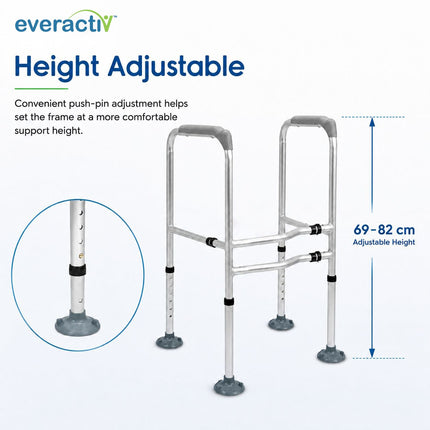 EverActiv Toilet Safety Frame for Elderly, Bathroom Safety Rail with Hand Support, Commode Support Frame for Senior Citizens, Old Age Toilet Seat Support, Anti-Skid Toilet Rail for Home Care