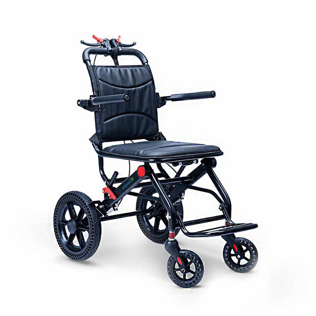 EverActiv Portable Travel Wheelchair for Seniors | Ultra-Light  | Foldable, Compact, Attendant Brake, Travel Convenience | Wheelchair for old people