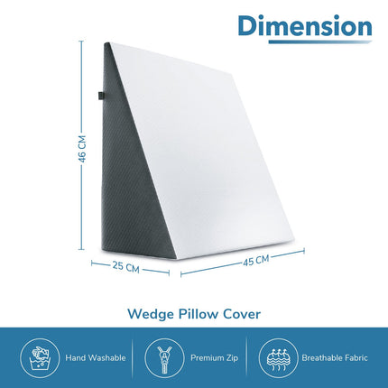 EverActiv 100% Memory Foam Wedge Pillow for Elderly | Back, Neck & Leg Support Cushion for Acid Reflux, Snoring & Pain Relief | Orthopedic Bed Wedge with Washable Cover