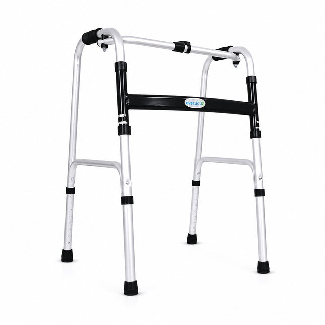 Everactiv Lightweight Aluminium/Glossy Finish Walker for adults, Height Adjustable Walking Support for Old People, Sturdy Frame Walker for Old People | Made in India