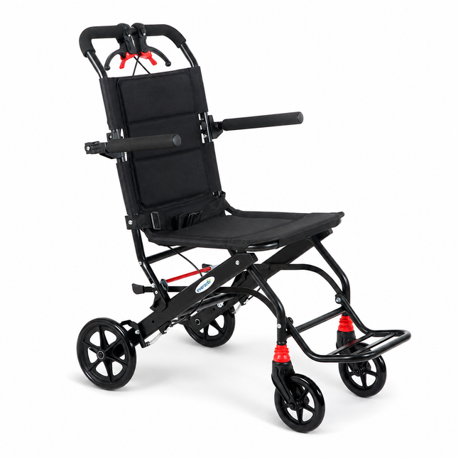 EverActiv Portable Travel Wheelchair for Seniors | Ultra-Light  | Foldable, Compact, Attendant Brake, Travel Convenience | Wheelchair for old people