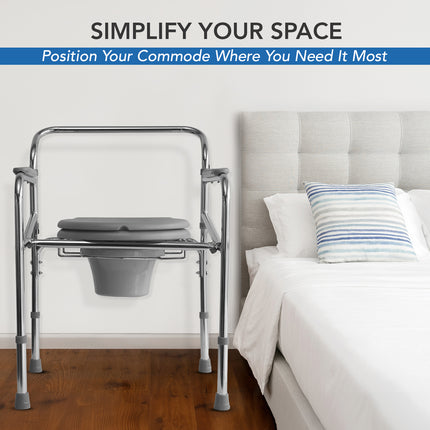 Everactiv Commode Chair For Toilet Adult, Height Adjustable And Foldable Toilet Seat For Old People, Strong Frame Potty Chair For Adults, Portable Toilet Seat For Adult | Made In India, Grey
