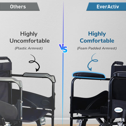 Everactiv Everyday Economy Foldable Wheelchair with Safety Seat belt, Weight Bearing Capacity 120 kg, Sturdy Frame and Easy Foldable Mechanism