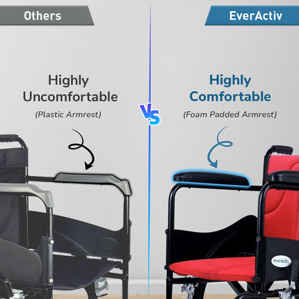 Everactiv Everyday Economy Foldable Wheelchair with Safety Seat belt with Extra Soft Cushions, Weight Bearing Capacity 120 kg, Sturdy Frame and Easy Foldable Mechanism