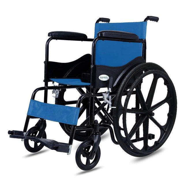 Everactiv Everyday Economy Foldable Wheelchair with Safety Seat belt, Weight Bearing Capacity 120 kg, Sturdy Frame and Easy Foldable Mechanism