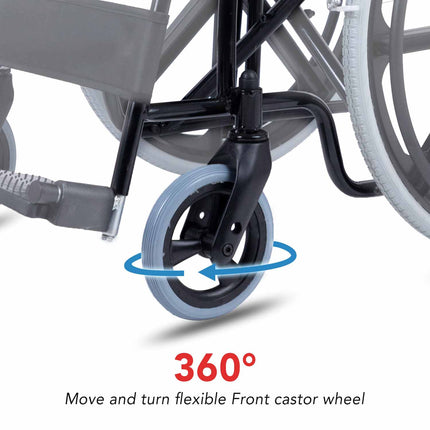 Everactiv Everyday Premium Foldable Wheelchair with 2 Extra Seats, 6 Wheels & Brakes for extra safety, Side Pouch, Bottle Holder
